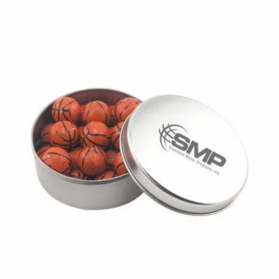 Round Tin with Chocolate Basketballs - SBF3000 - Custom Socks Now