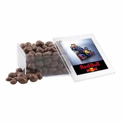 Acrylic Box with Choc Covered Peanuts - Large - Custom Socks Now
