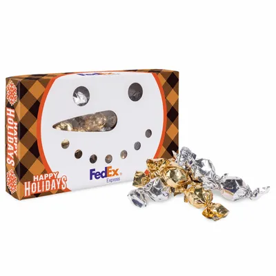 Snowman Die Cut Box with Twist Wrapped Truffles - Custom Socks Now