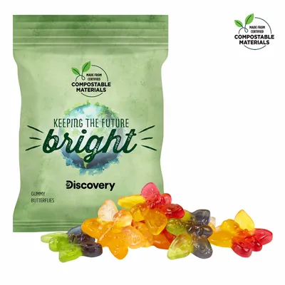 2oz. ECO-Digibag, Compostable & Full Color, Gummy Butterflies - Custom Socks Now