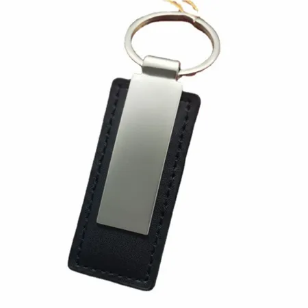 Rectangle Leather & Metal Keychain Rectangle Leather & Metal Keychain - Custom Socks Now
