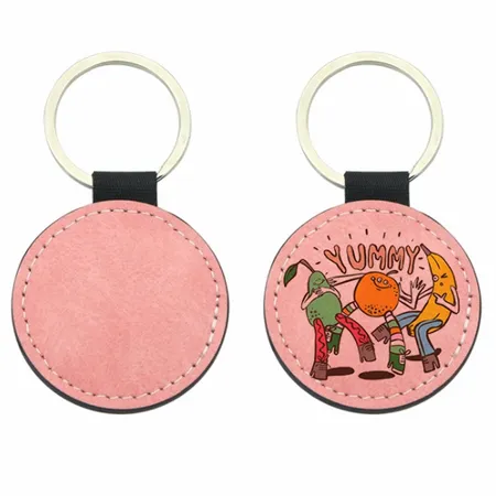 Full-Color Circle Leather Keychain Full-Color Circle Leather Keychain - Custom Socks Now