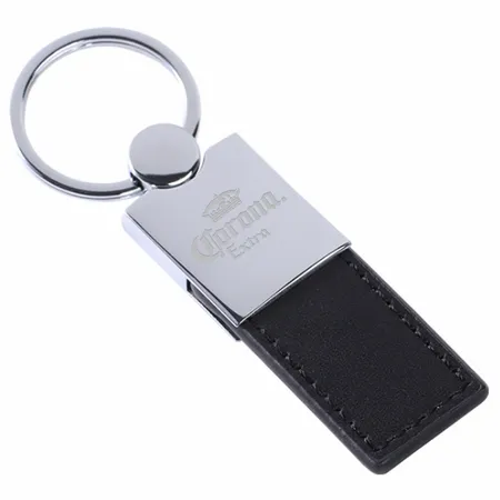 Polished Metal & Leather Keychain Polished Metal & Leather Keychain - Custom Socks Now