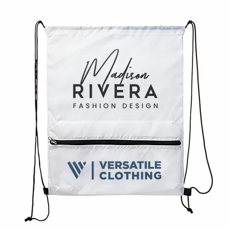Zip Pocket Drawstring Bag Zip Pocket Drawstring Bag - Custom Socks Now