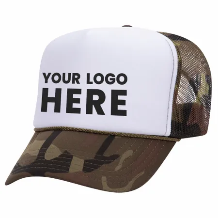 Otto 49-158 5-Panel High Crown Foam Trucker Hat - Camo - Custom Socks Now