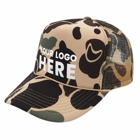 Nissun CSC - Foam Trucker Camo Hat, 5-Panel Camouflage Cap - Custom Socks Now