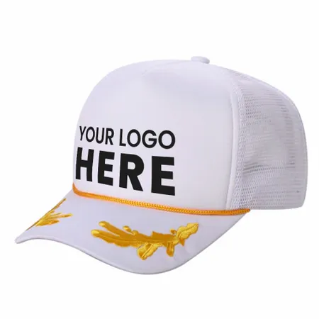 Unbranded Captain Military Foam Trucker Hat with Gold Leaf - Custom Socks Now