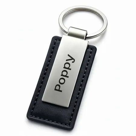 Rectangle Leather & Metal Keychain - Custom Socks Now