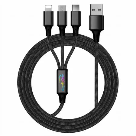 Nylon Braided 3-in-1 Charging Cables - Custom Socks Now