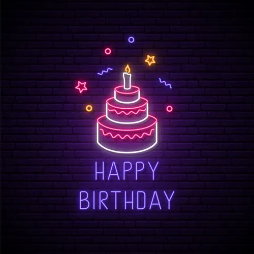 Happy Birthday with Cake Neon Sign - Custom Socks Now