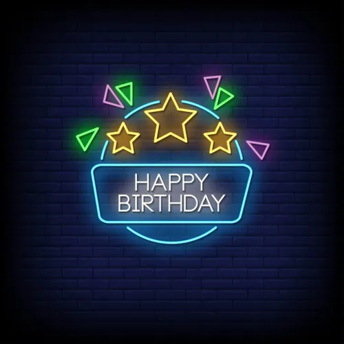 Star & Angles Happy Birthday Neon Sign - Custom Socks Now