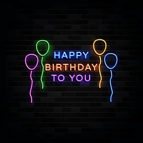 Happy Birthday To You with Balloons Neon Sign - Custom Socks Now