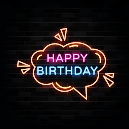 Happy Birthday in Bubble Thought Neon Sign - Custom Socks Now
