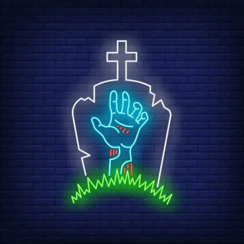 Gravestone Zombie Hand Neon Sign - Custom Socks Now