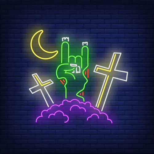 Devil Horn Zombie Hand Gesture Neon Sign - Custom Socks Now