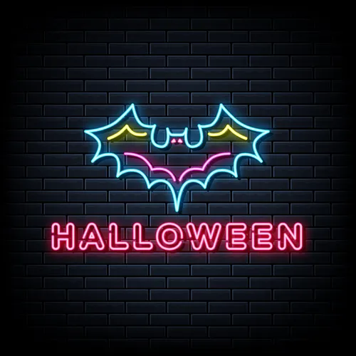 Halloween Neon Sign with Bat - Custom Socks Now