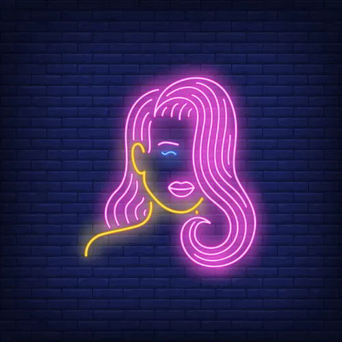 Girl with Pink Hair Neon Sign - Custom Socks Now