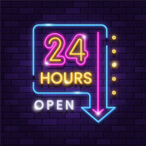 24 Hours Open Neon Sign - Custom Socks Now