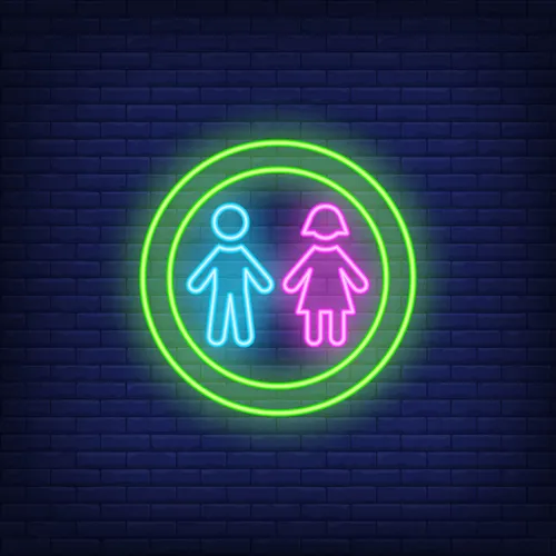 Boy & Girl Silhouettes Circle Neon Sign - Custom Socks Now