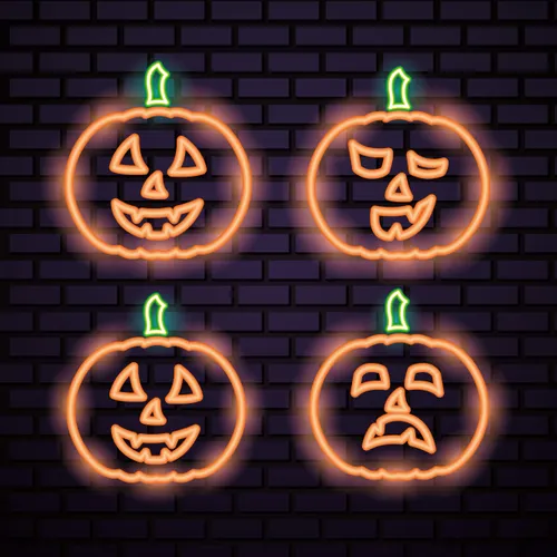 Orange Pumpkin Neon Sign - Custom Socks Now