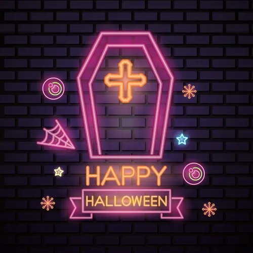 Pink Halloween Coffin Cross Neon Sign - Custom Socks Now