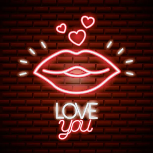 Lips with Love You Neon Sign - Custom Socks Now