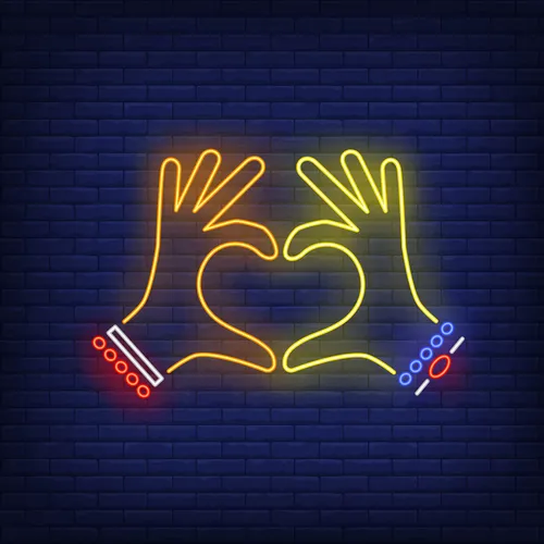 Woman Hands Heart Gesture Neon Sign - Custom Socks Now