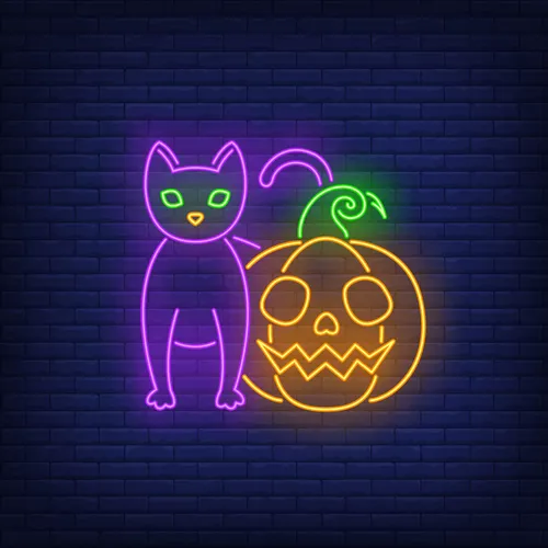 Scary Pumpkin Cat Neon Sign - Custom Socks Now