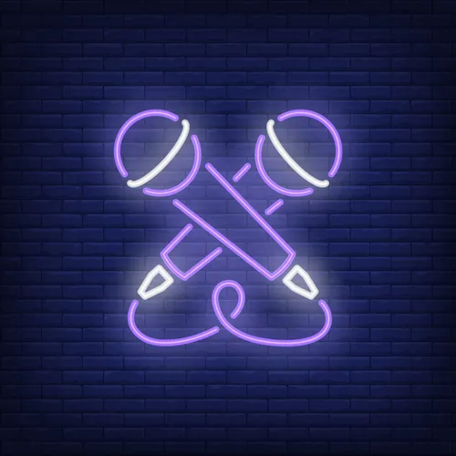 Crossed Microphone Neon Sign - Custom Socks Now