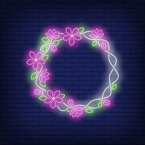 Floral Round Frame Neon Sign - Custom Socks Now