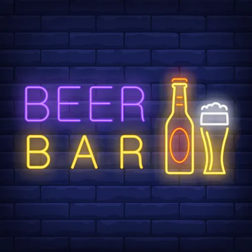 Beer & Bar with Bottle & Glass Neon - Custom Socks Now