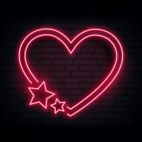Red Love Heart Star Neon Sign - Custom Socks Now