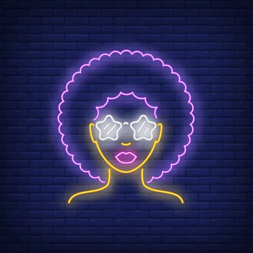 Afro Retro Girl Neon Sign - Custom Socks Now