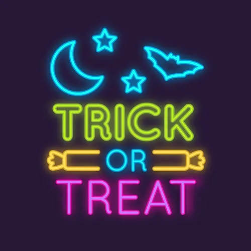 Trick Or Treat Neon Sign - Custom Socks Now