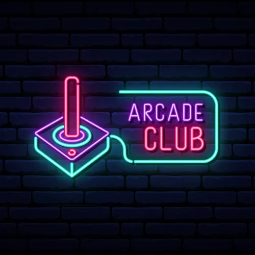 Retro Joystick Arcade Club Neon Sign - Custom Socks Now
