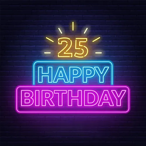 25th Happy Birthday Neon Sign - Custom Socks Now