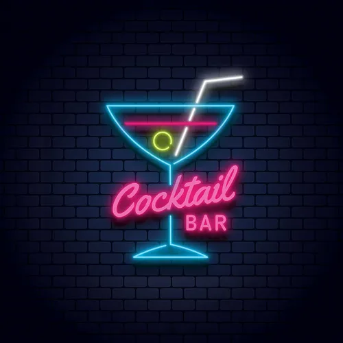 Cocktail Bar Glass & Zip Neon Sign - Custom Socks Now