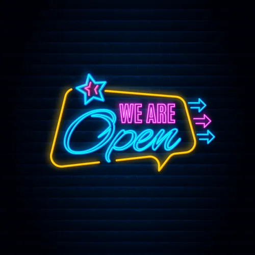 We are Open This Way Neon Sign - Custom Socks Now