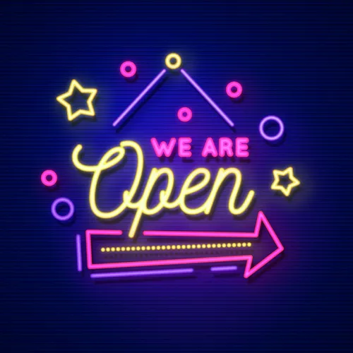 We Are Open Hanging Neon Sign - Custom Socks Now