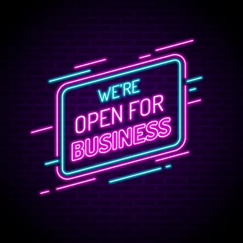 Open For Business Neon Sign - Custom Socks Now