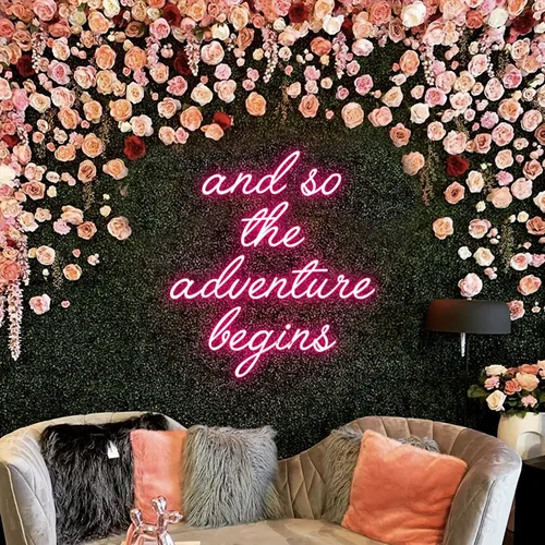 And So The Adventure Begins Neon Sign - Custom Socks Now