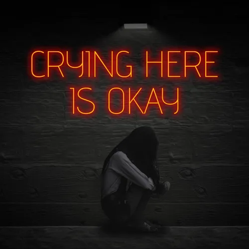 Crying Here Is Okay Neon Sign - Custom Socks Now