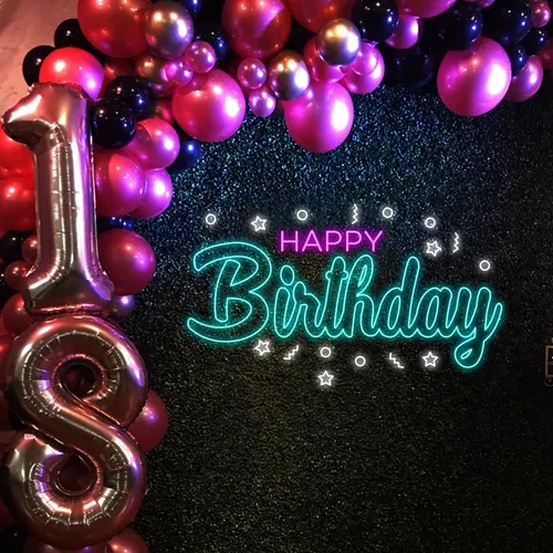 Cool Happy Birthday Neon Sign - Custom Socks Now