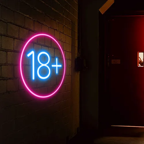 Eighteen Plus Neon Sign - Custom Socks Now