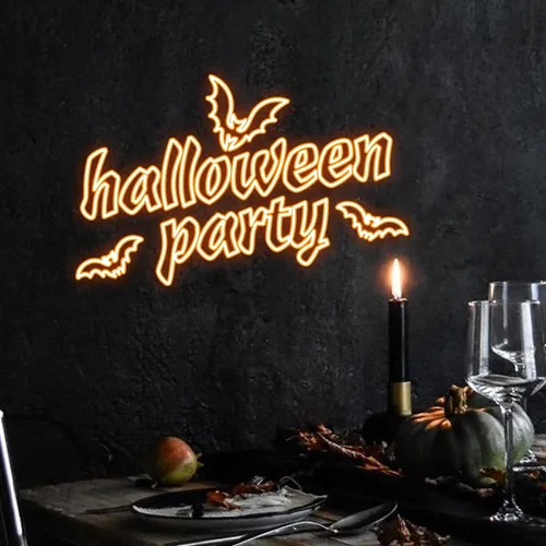 Halloween Night Typography Neon Sign - Custom Socks Now