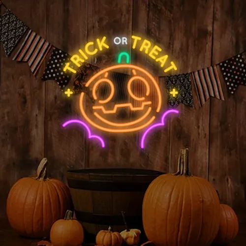 Trick or Treat Neon Sign - Custom Socks Now
