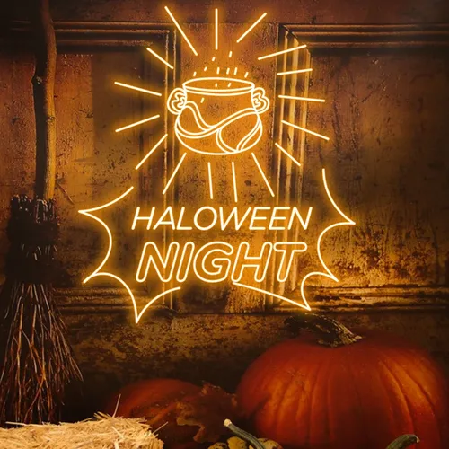 Halloween Night Neon Sign - Custom Socks Now