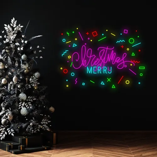 Christmas Merry Neon Sign - Custom Socks Now