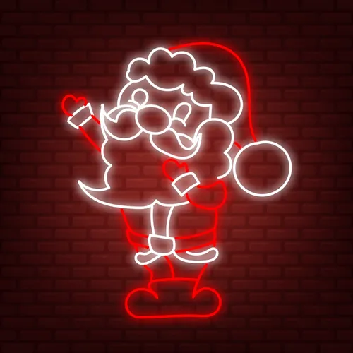 Red White Santa Neon Sign - Custom Socks Now