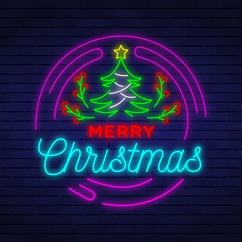 Merry Christmas Flower Tree Neon Sign - Custom Socks Now